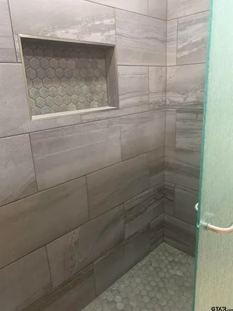 a bathroom with a shower
