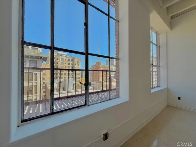 a view of a blue and white stairs