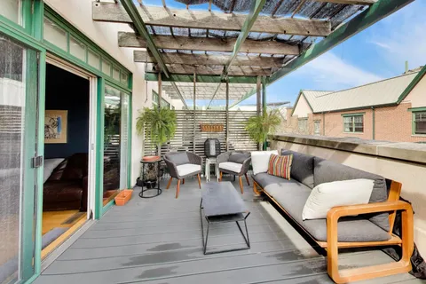 a outdoor space with seating