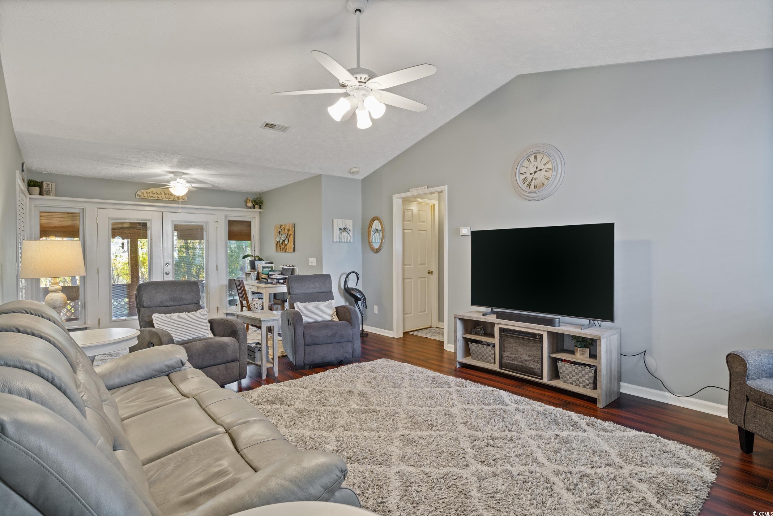 9605 Sullivan Drive Murrells Inlet, SC 29576 - Photo 11 of 40 Living room featuring ceiling fan, french doors, d