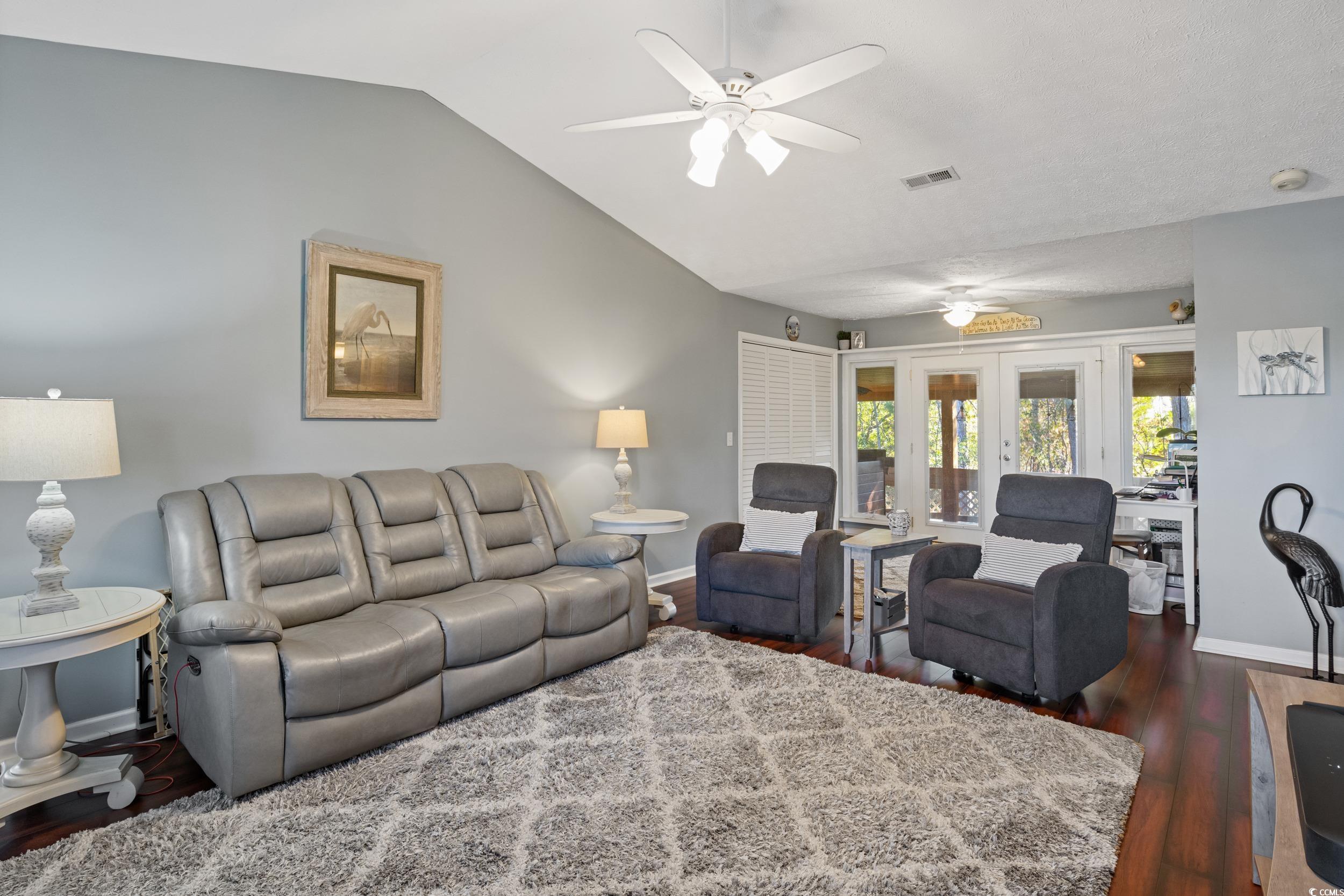9605 Sullivan Drive Murrells Inlet, SC 29576 - Photo 12 of 40 Living room featuring french doors, ceiling fan, d