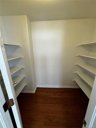 a view of an empty walk in closet
