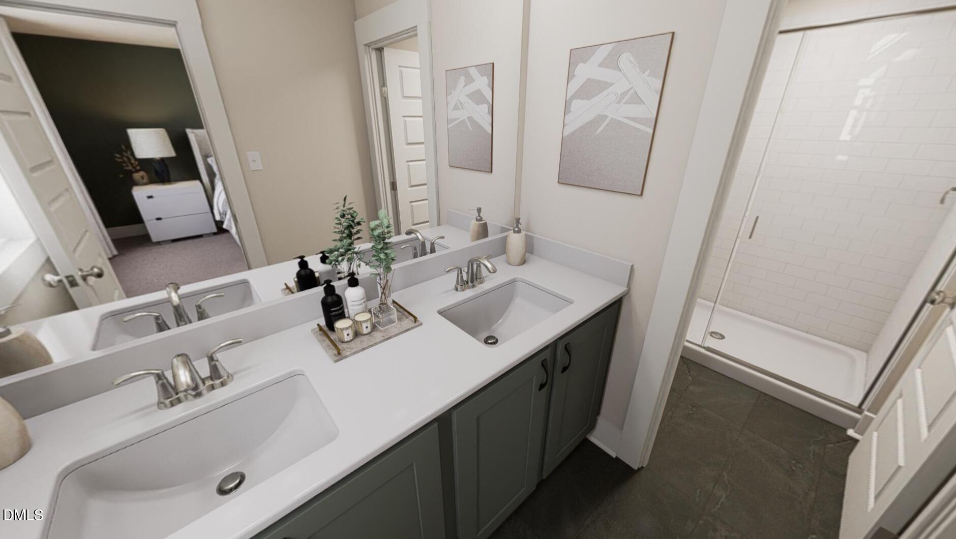 833 Central Park Drive Raleigh, NC 27604 - Photo 10 of 20 a bathroom with a sink vanity and mirror