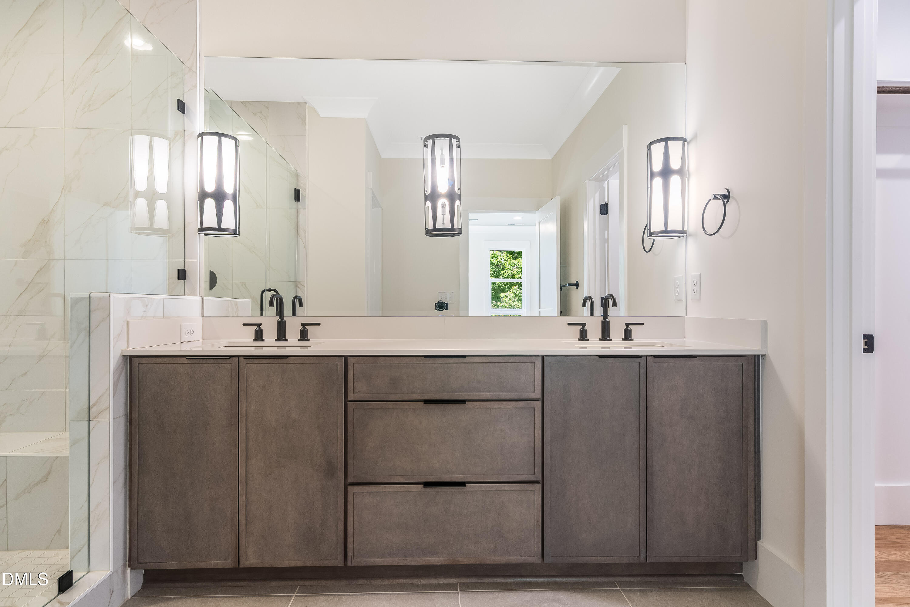 14020 Durant Road Raleigh, NC 27614 - Photo 74 of 86 a bathroom with a double vanity sink and a mirror