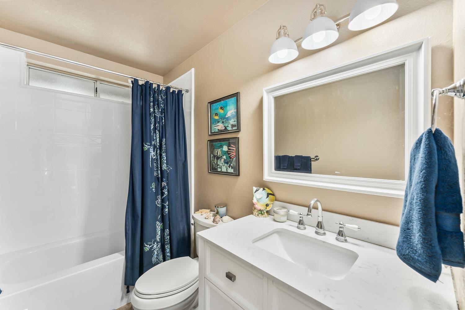 3472 See View Court Rescue, CA 95672 - Photo 25 of 37 a bathroom with a sink a toilet a mirror a vanity and shower