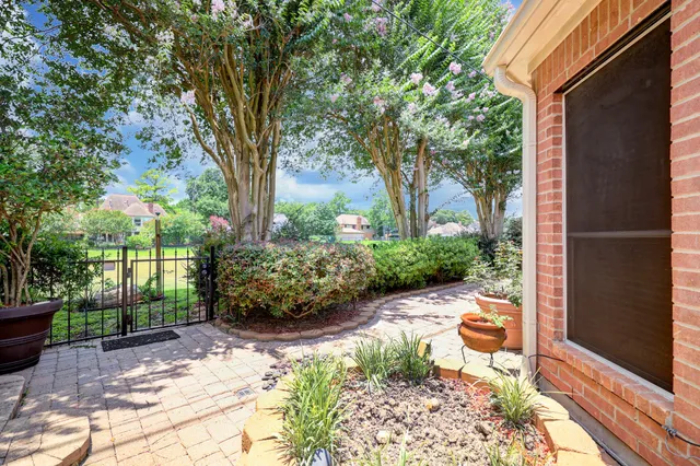 a view of a garden and lake view