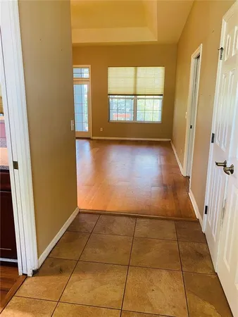 an empty room with windows