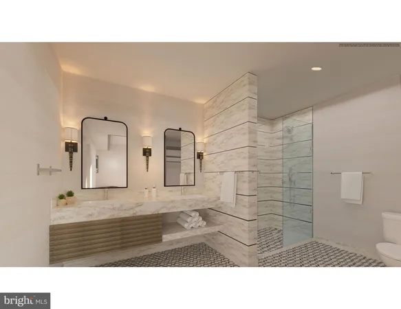 a bathroom with a sink a mirror and shower