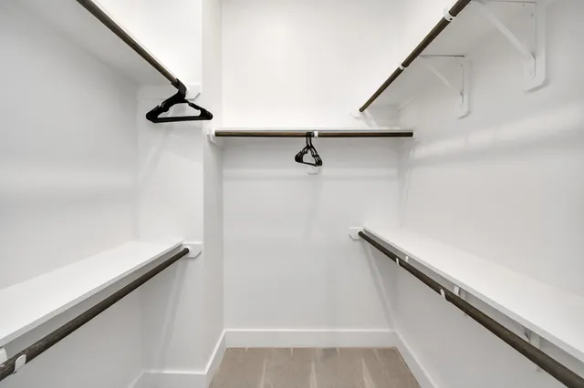 a view of small space with racks on the wall