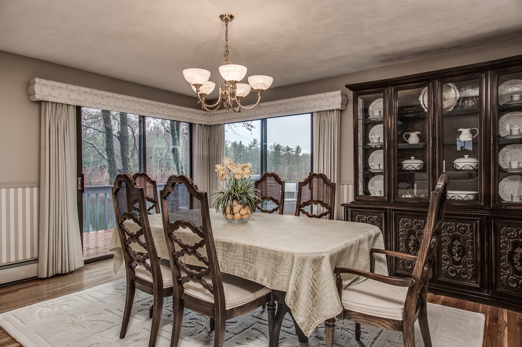 9 Beaver Pond Road Beverly, MA 01915 - Photo 8 of 21 a view of a dining room with furniture large windows and wooden floor