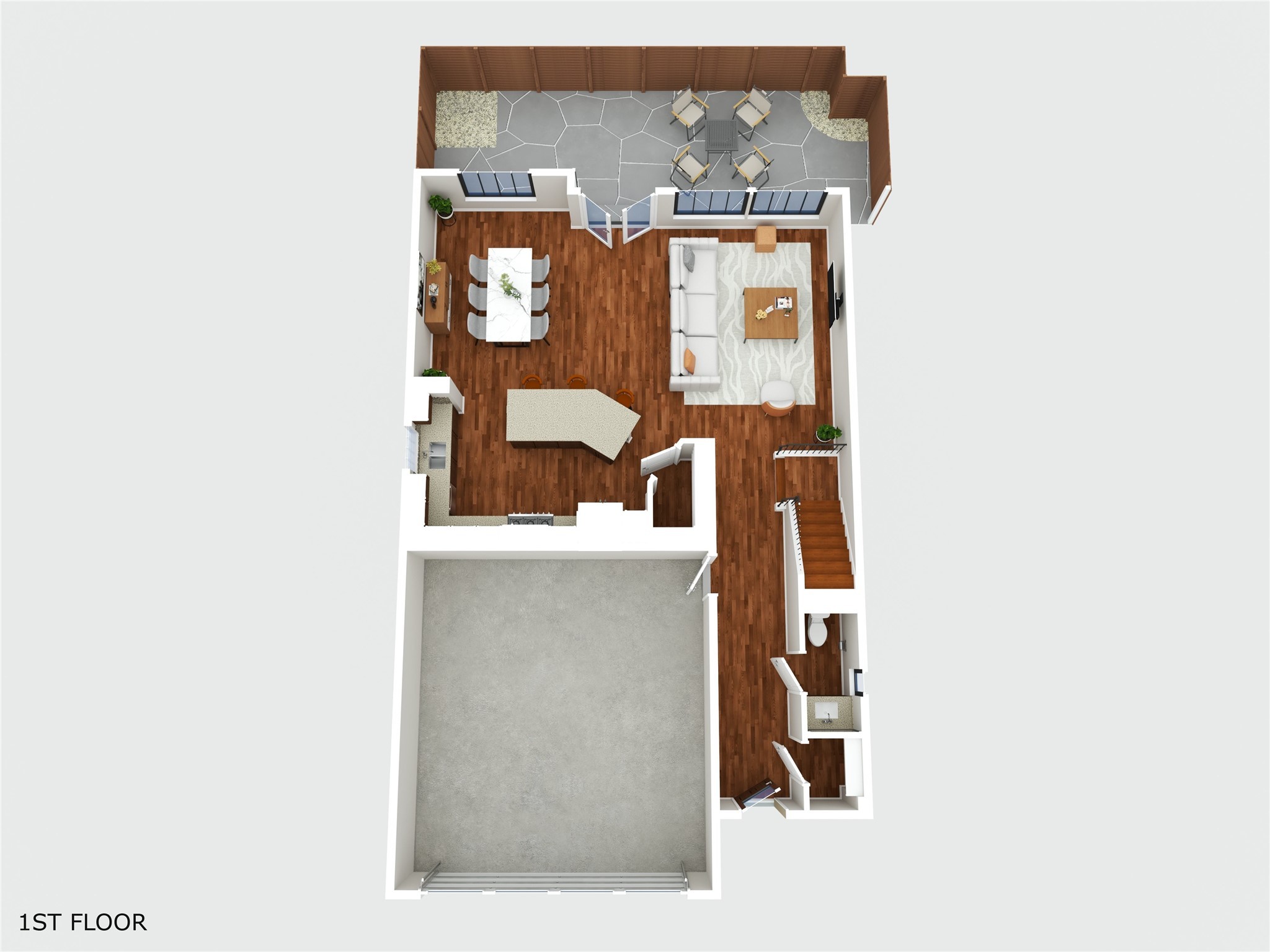 5749 Larkin Street Houston, TX 77007 - Photo 34 of 35 This is a 3D virtually staged floor plan of the first floor.