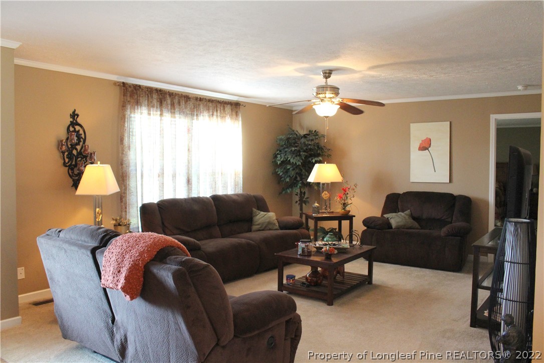 4023 Hoffman Road Jackson Springs, NC 27281 - Photo 6 of 22 a living room with furniture a chandelier and a window