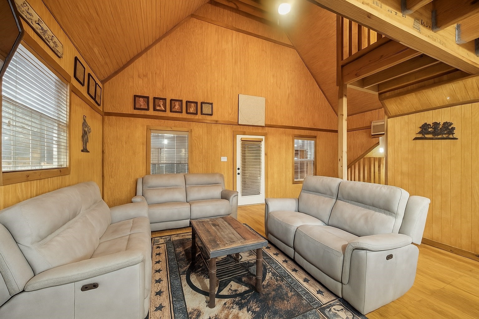 40570 Wildlife Run Hempstead, TX 77445 - Photo 22 of 43 Rustic textures and country comfort define this living space. With room to gather, relax, and unwind, it’s ideal for entertaining or peaceful mornings with coffee in hand. Wood tones and western flair set the tone for this private retreat. Virtually decluttered to help visualize potential use.