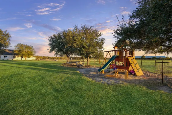 a view of a park with slide