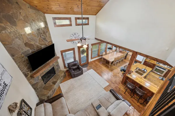 a living room with furniture