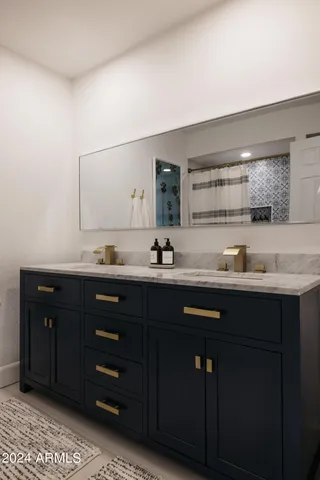 a bathroom with a bathtub