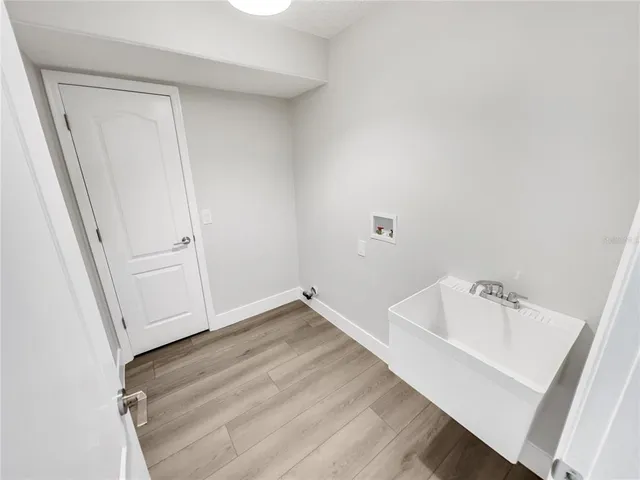 a bathroom with a bathtub