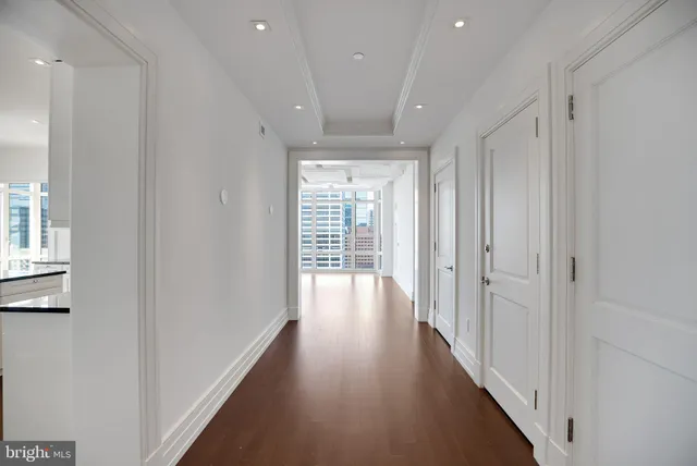 a view of balcony with brick wall