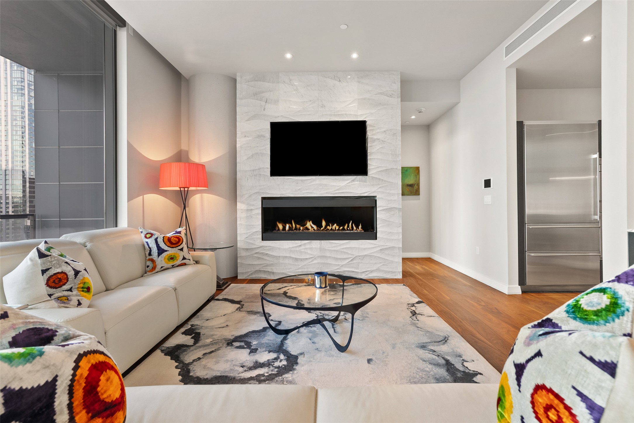 210 Lavaca Street, Unit 2505 Austin, TX 78701 - Photo 4 of 40 Custom Electric Fireplace & Tile Surround