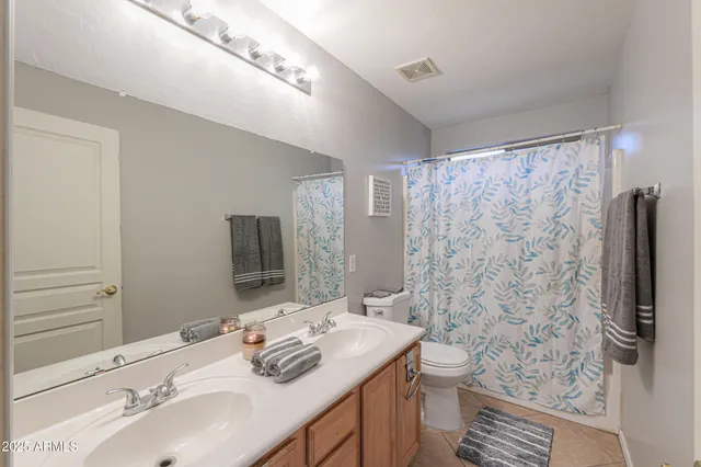 an aerial view of a house with a garden