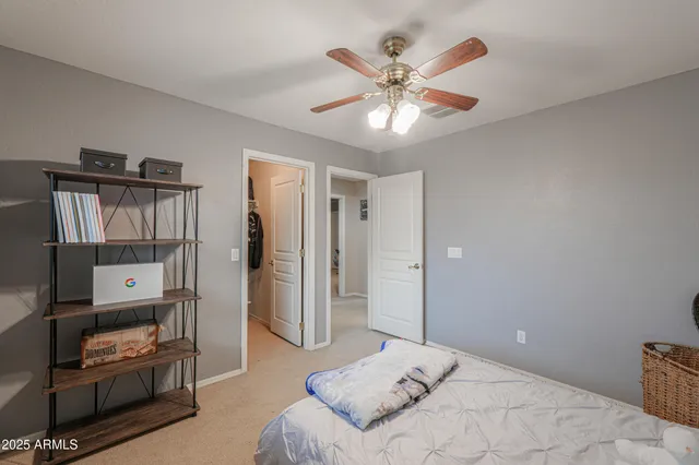 an aerial view of a house with garden