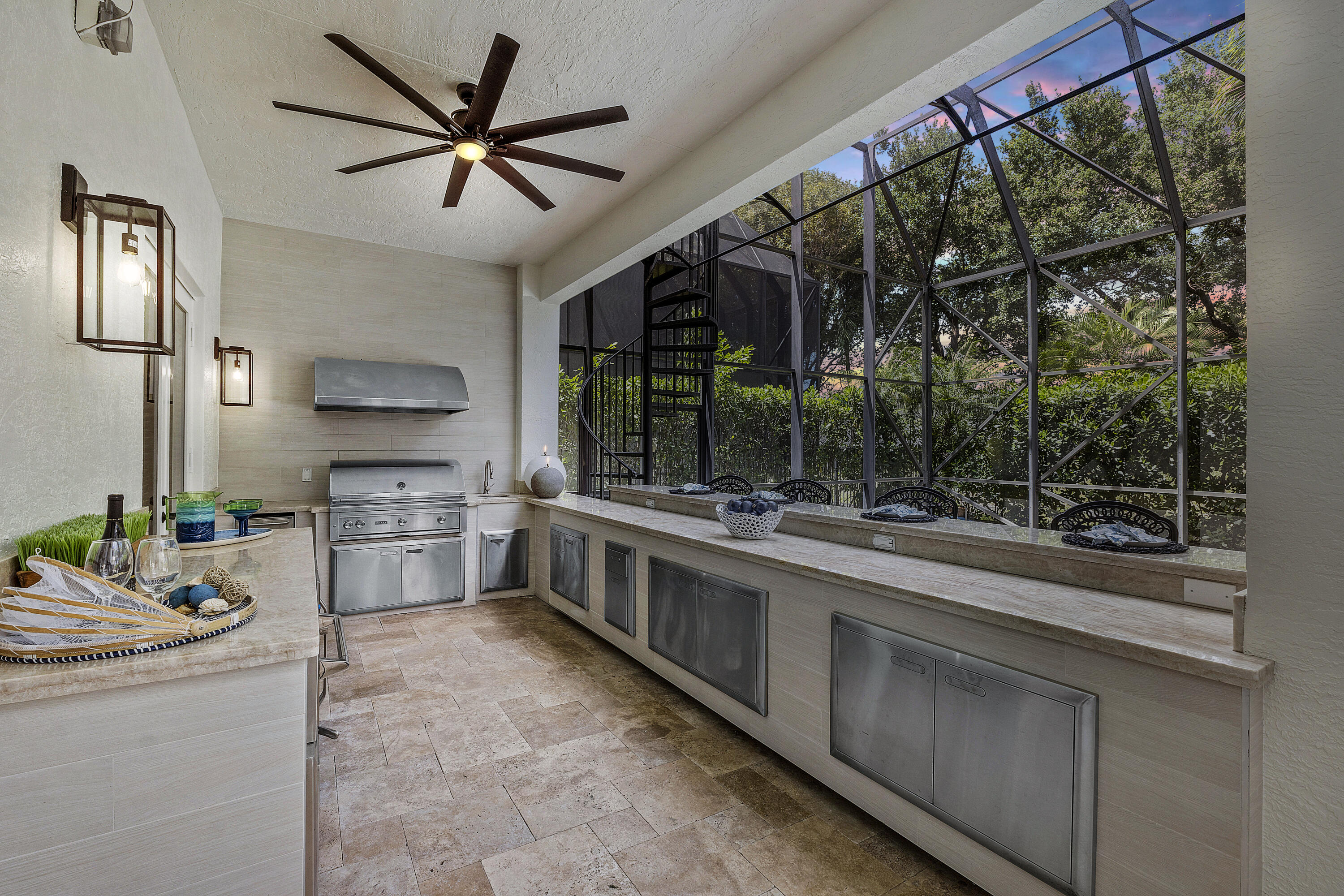 17705 Middlebrook Way Boca Raton, FL 33496 - Photo 70 of 94 summer kitchen at dusk 17705