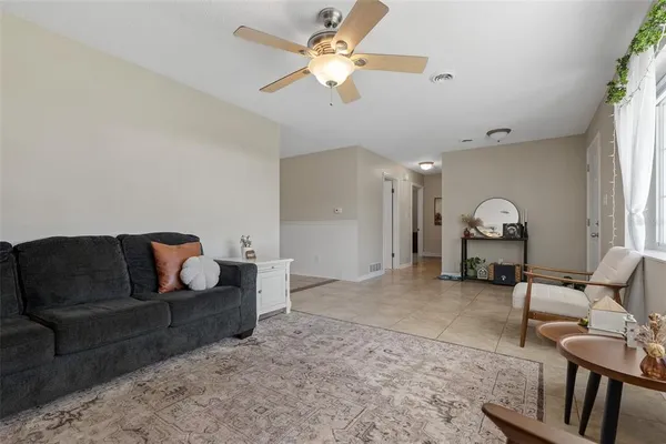 a living room with furniture