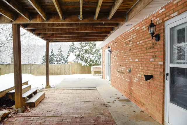 a view of a porch with a yard