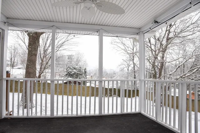 a view of a patio with a yard
