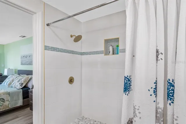 a bathroom with a shower