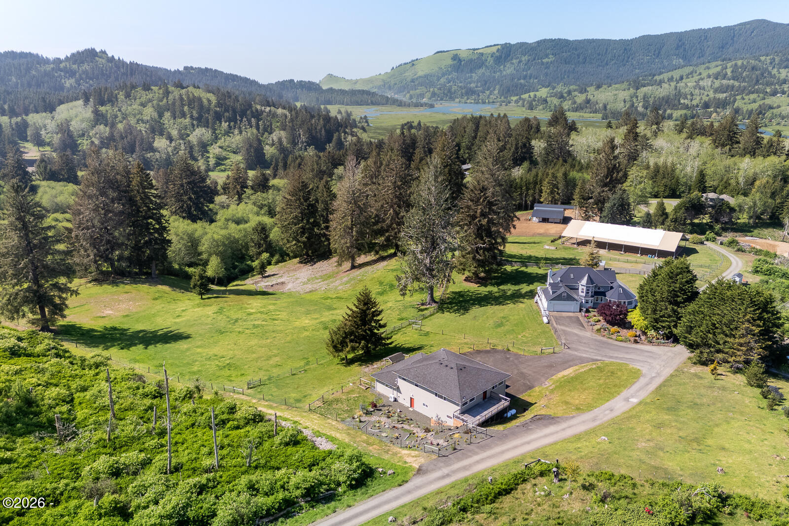 6905 Northeast Highland Road Otis, OR 97368 - Photo 12 of 76 Aerial View of Estate & Surrounding Acreage
