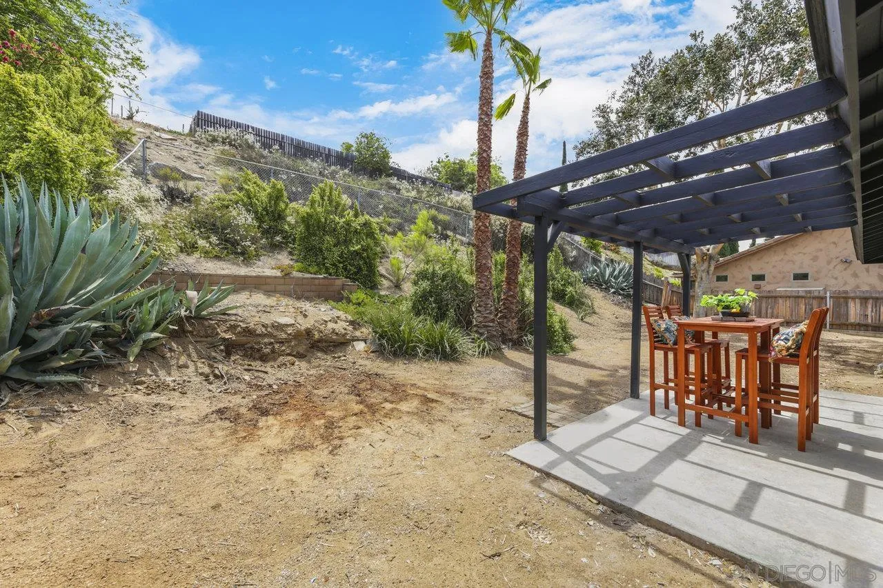 13331 Tobiasson Road Poway, CA 92064 - Photo 20 of 24 a view of a patio with table and chairs with wooden floor and fence