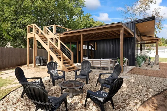 a outdoor space with patio furniture