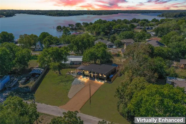 a view of a building with sitting area