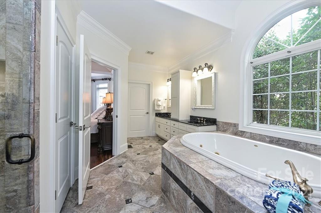 3425 Millstone Creek Road Lancaster, SC 29720 - Photo 21 of 48 a bathroom with a granite countertop tub shower and mirror