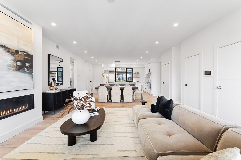 41 University Road, Unit 3 Brookline, MA 02445 - Photo 5 of 21 a living room with furniture and a fireplace