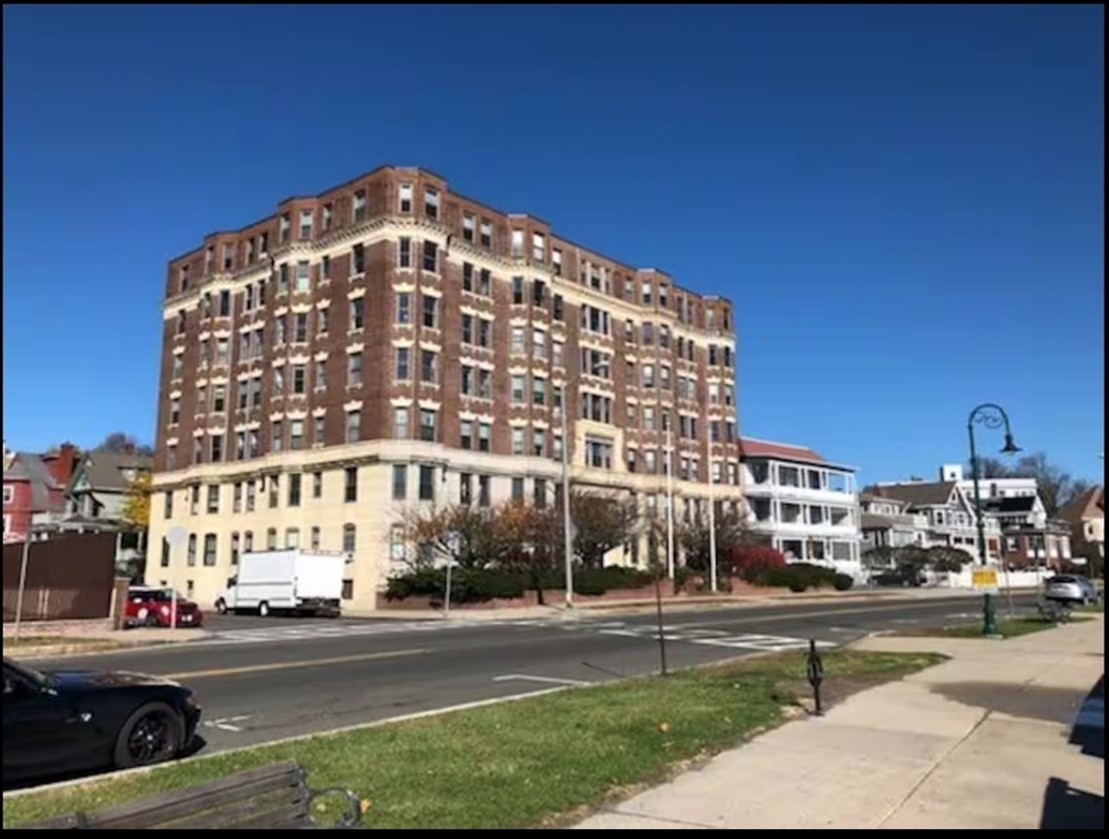 a view of a tall building