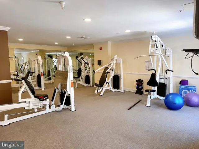a view of a room with gym equipment