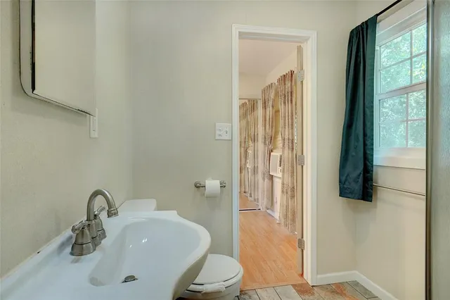 a view of a pathway both side of yard