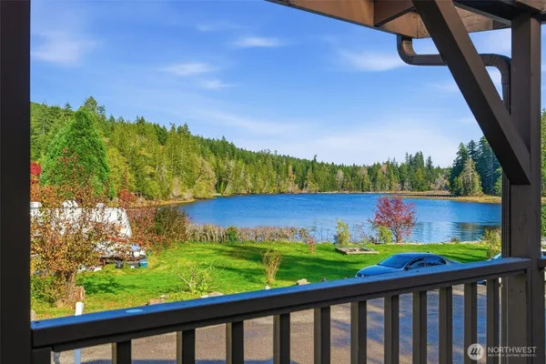 a view of lake from balcony