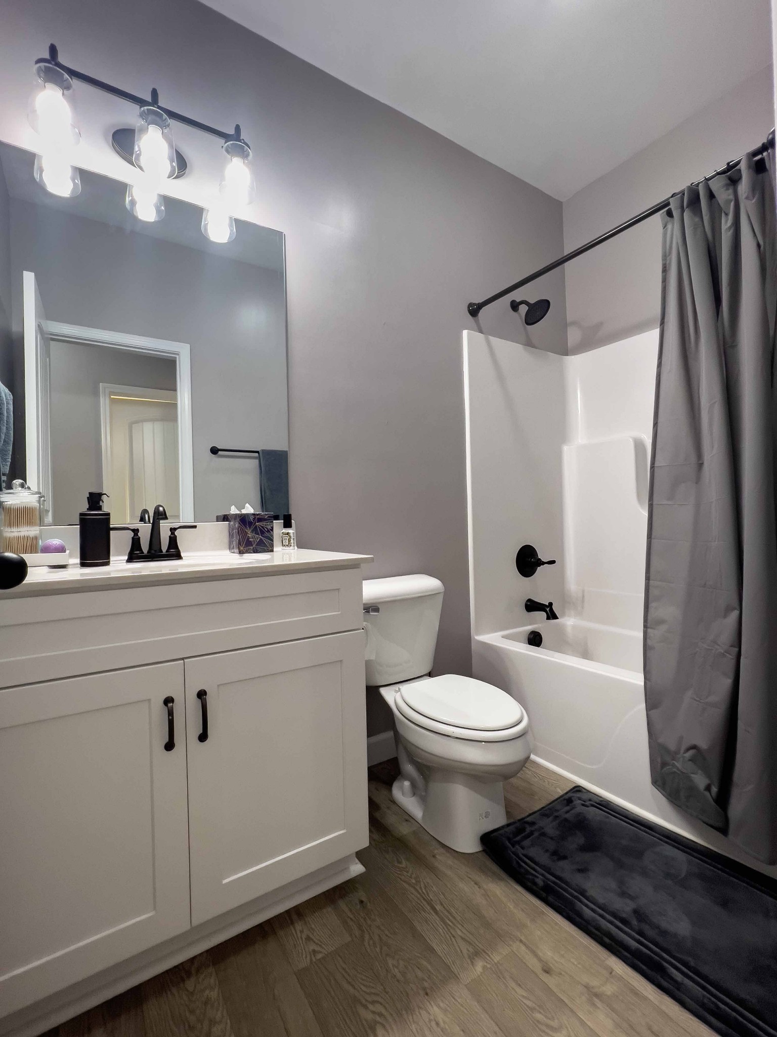 1239 Oak Grove Road Dickson, TN 37055 - Photo 39 of 54 a bathroom with a sink a toilet a mirror a vanity and shower