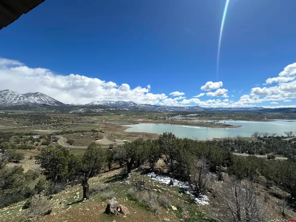 a view of a lake from a yard