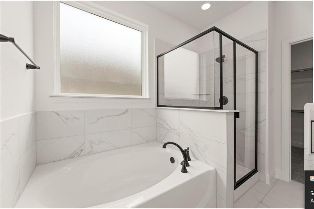 2902 Hanscom Street Forney, TX 75126 - Photo 14 of 28 Bathroom with a bath, a shower stall, a walk in closet, and recessed lighting
