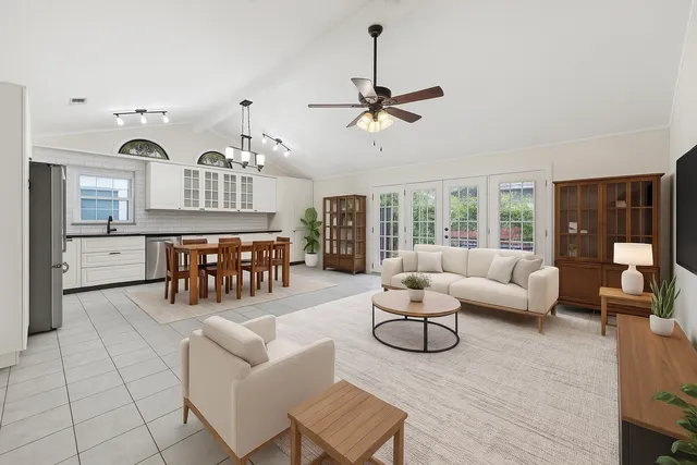 a living room with furniture