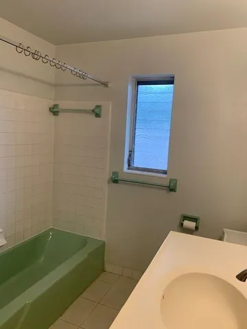 a bathroom with a sink and a bathtub