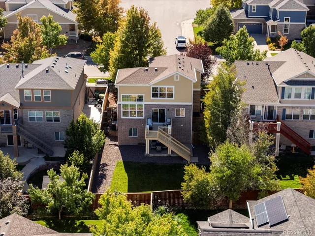 an aerial view of a house