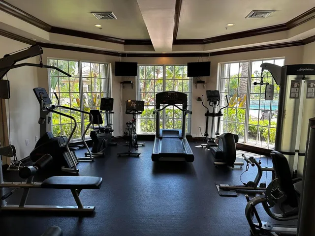 a view of a room with gym equipment