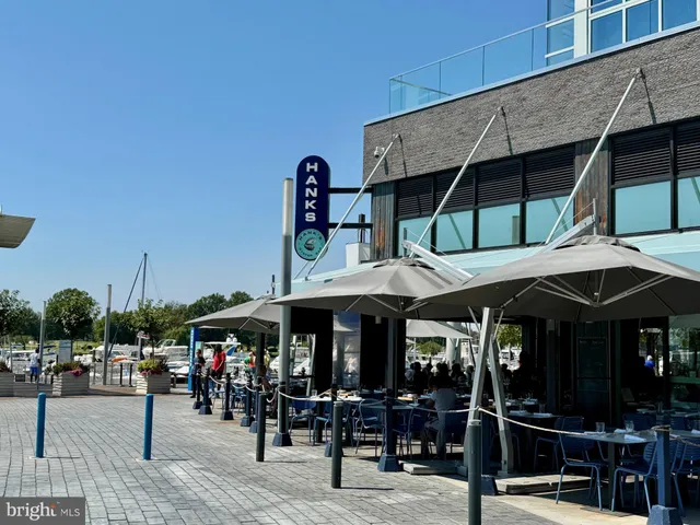a view of a building with sitting area