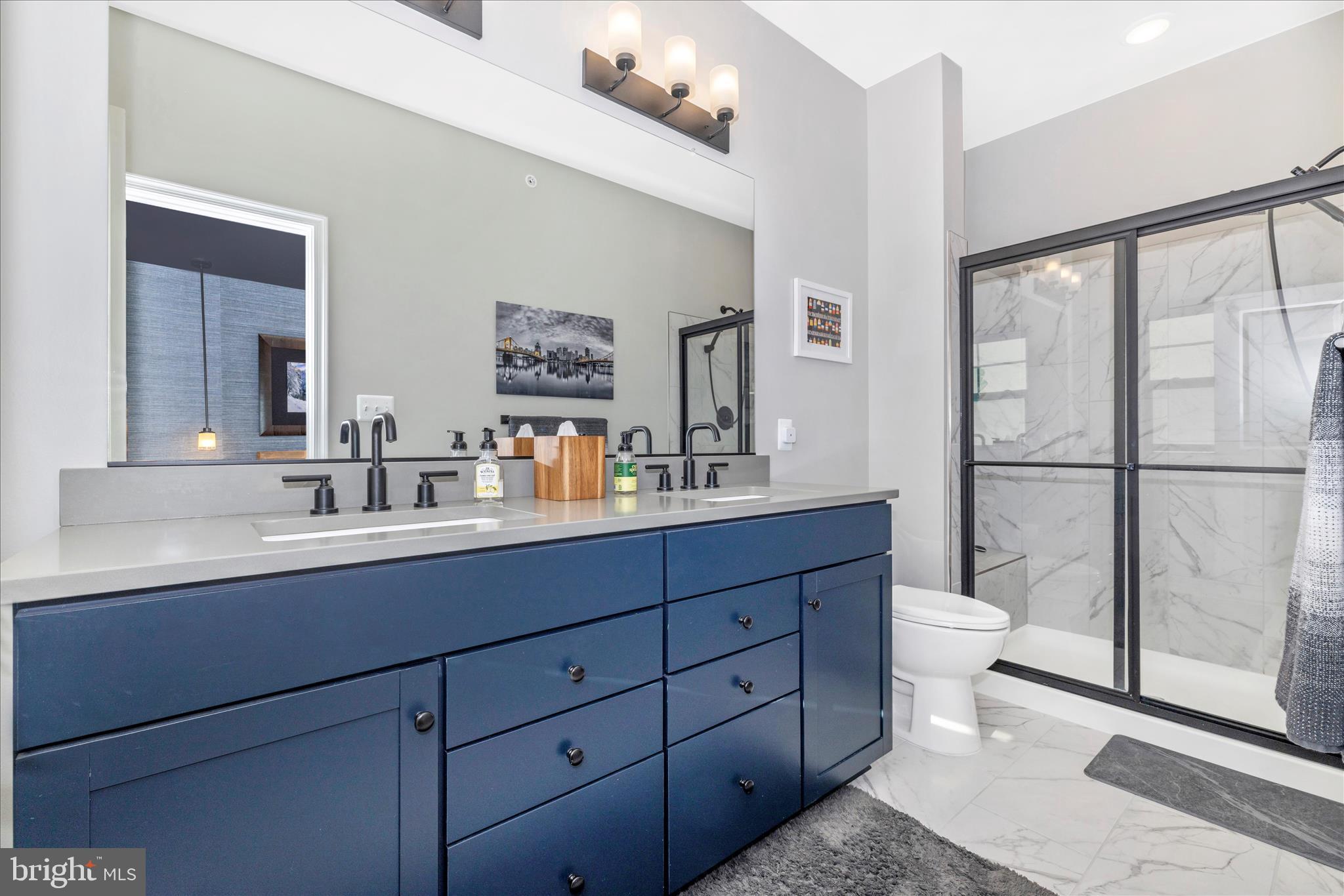 2502 Rucker Lane Frederick, MD 21701 - Photo 36 of 60 a bathroom with a toilet a sink a mirror and a shower