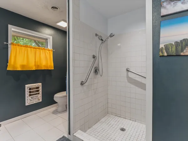a bathroom with a shower